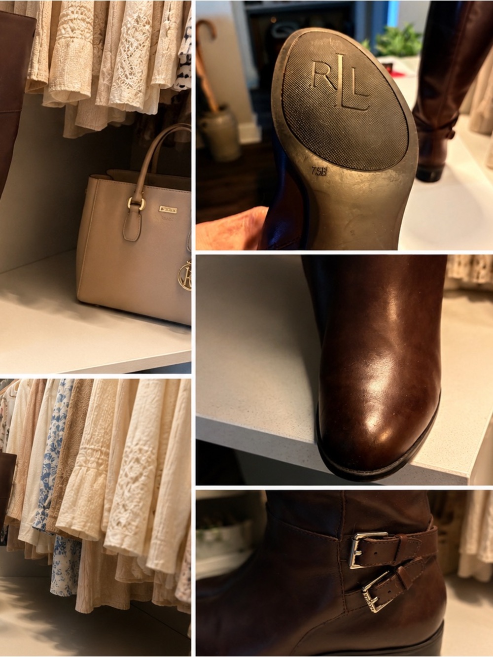 Ralph Lauren Dark Brown Leather Buckle Riding Boots